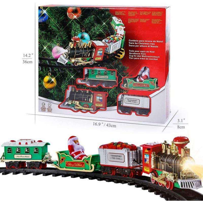 Kids Toys Electric - Işıklı Tren Vagonları, Ray Çerçevesi, Noel