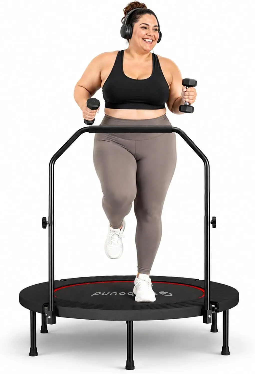 Trampoline Mini Indoor - Yetişkinler için Rebounder Trambolin - Çubuklu