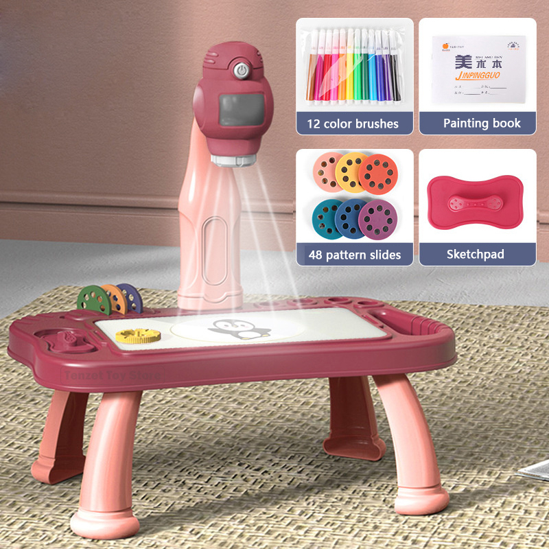 Kids Toys Learning - Akıllı projektör çocuklar boyama masa seti