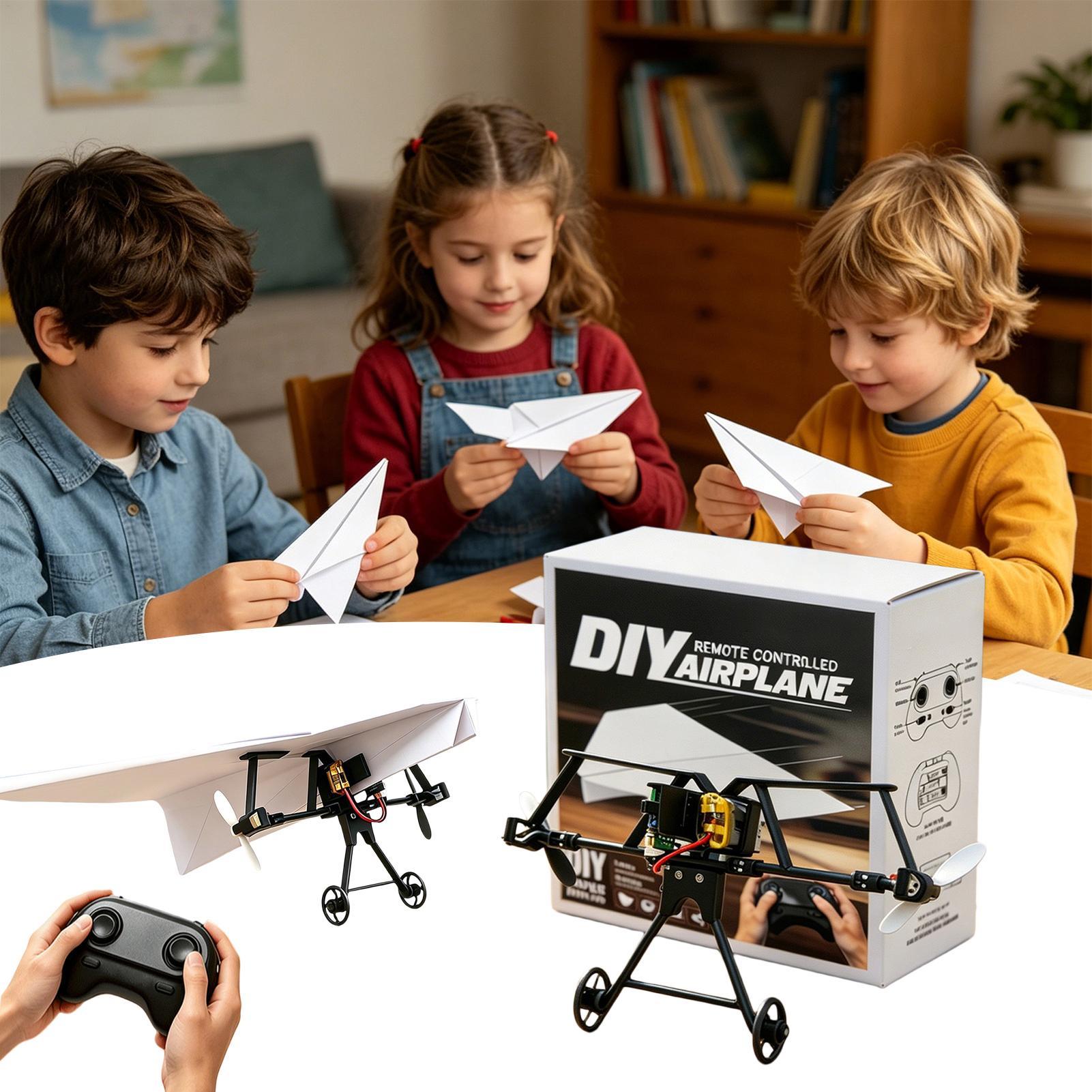 Kids Toys Electric - Kendin Yap RC Kağıt Uçak Kiti,