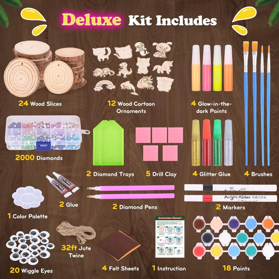 Kid Toys And Craft - Çocuklar Karanlıkta Parlayan Ahşap Boyama Seti,