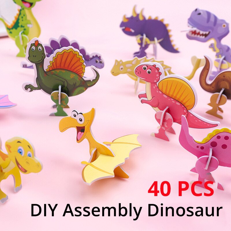 Kids Toys Dinosaur - 40 Parça Kağıt Dinozor 3D Yapboz