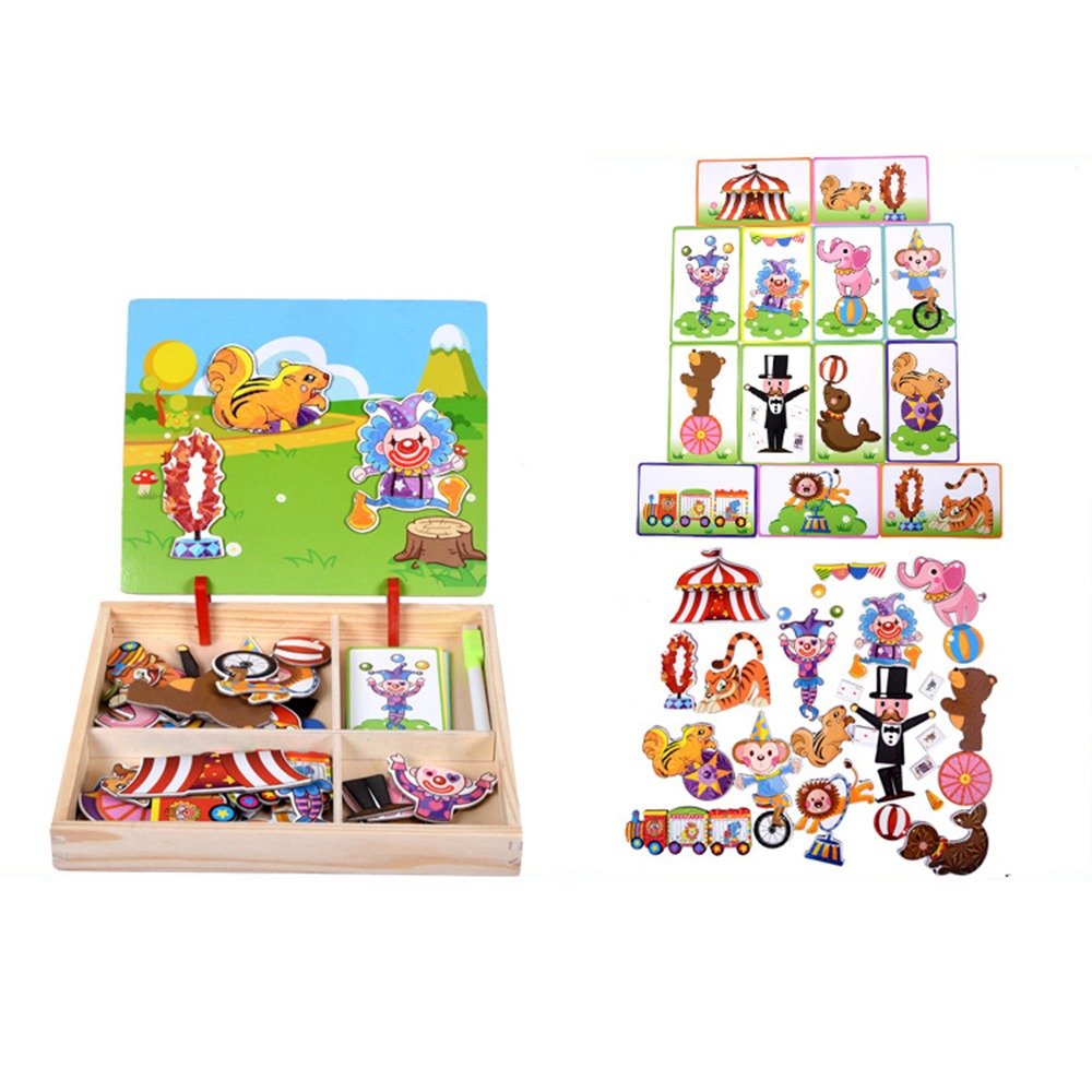 Kids Toys Drawing Easy - Ahşap Manyetik 3D Bulmacalar Yeniden Kullanılabilir