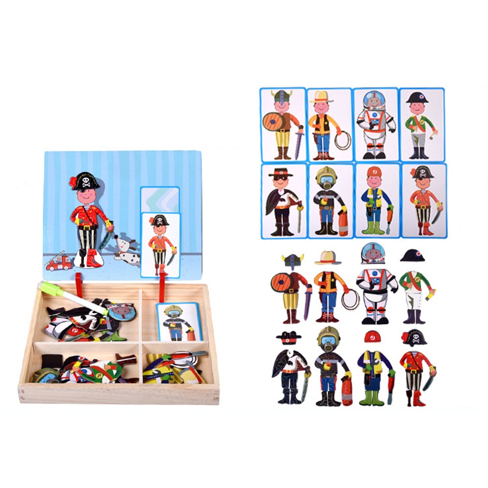 Kids Toys Drawing Easy - Ahşap Manyetik 3D Bulmacalar Kapaklı Eğitici
